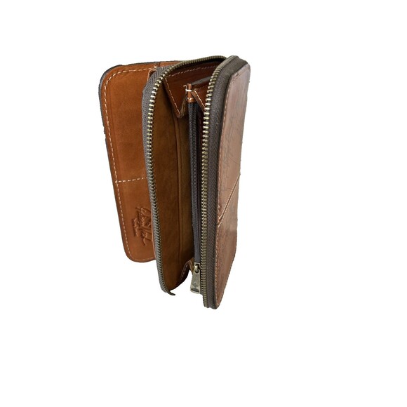 Patricia Nash Map Print Zip Around Leather Wallet Travel Organizer Brown NEW